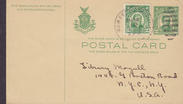 Philippines Uprated Postal Stationery Ganzsache Entier 2c. SAN FERNANDO 1933 Library Morgull NEW YORK United States - Filippijnen