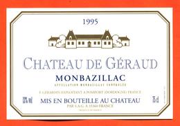 étiquette Vin De Monbazillac Chateau De Géraud 1995 S A G à 33360 - 75 Cl - Monbazillac