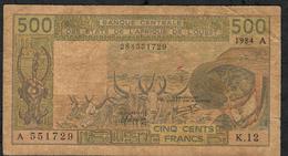 W.A.S. IVORY COAST RAREST SIGNATURE 19 P106Ag 500 FRANCS 1984 FINE DUSTY NO P.h. - Stati Dell'Africa Occidentale