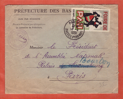 FRANCE VIGNETTE FOIRE DE PAU SUR LETTRE EN FRANCHISE DE 1951 DE PAU - Briefe U. Dokumente