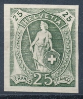 25 Rappen Stehende Helvetia - Pariser Druck - Kartonpapier - Neufs