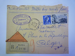 GP 2019 - 1003  Env. REC Au Départ De BLIDA à Destination De ALGER   1958  XXX - Lettres & Documents