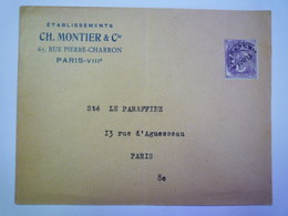 GP 2019 - 1005  10C Préoblitéré Sur Lettre Au Départ De PARIS   XXX - 1893-1947