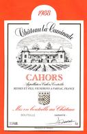 étiquette Vin De Cahors Chateau La Caminade 1988 Resses Et Fils à Parnac - 75 Cl - Cahors