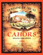 étiquette Vin De Cahors Domaine De Decas 1990 Gérard Decas à Lannac - 75 Cl - Cahors