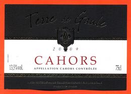 étiquette Vin De Cahors Terre De Gaule 2009 Celliers De Stefany à Beaucaire - 75 Cl - Cahors