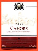 étiquette Vin De Cahors 2008 - 75 Cl - Cahors