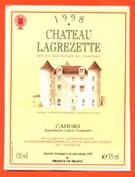 étiquette Autocollante De Vin De Cahors Chateau Lagrezette 1998 Perrin à Caillac - 37,5 Cl - Cahors