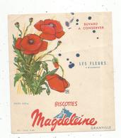 Buvard ,biscottes Magdeleine,  Granville, LES FLEURS , COQUELICOTS , Frais Fr 1.50 E - Food