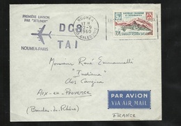 Nouvelle Calédonie Lettre Par Avion De Nouméa 22/09/1960 N°300 Première Liaison Par Jetliner DC8 TAI  Nouméa Paris B/TB - Storia Postale