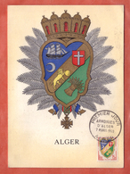 ALGERIE CARTE MAXIMUM BLASON DE 1959 D'ALGER - Maximum Cards