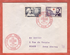 ALGERIE FDC CROIX ROUGE DE 1955 D'ORAN POUR NIORT FRANCE - FDC