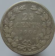 LaZooRo: Netherlands 25 Cents 1906 VF - Silver - 25 Cent