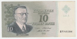 FINLAND 10 MARKKAA 1963 VF+ Pick 104 Litt. A - Finlande