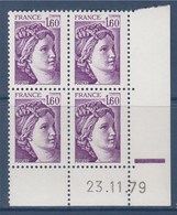 = Coin Daté Sabine De Gandon 23.11.79 N° 2060 X4 Neuf - 1970-1979