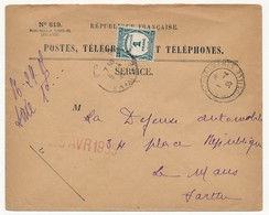 Enveloppe En Tête PTT / Service - Recouvrements Marseille 1935 - Affr Taxe N° 60 - 1859-1959 Cartas & Documentos