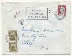 Enveloppe Depuis Marseille - 1964 - Taxée 0,20 Gerbes X2 - Elne (Pyr Orientales) - 1960-.... Lettres & Documents