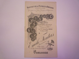 GP 2019 - 1038  Brochure PUB  Manufacture De Plumeaux & Brosserie Emile FONTAS Toulouse 1909   XXXX - Publicidad