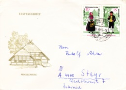 1966, DDR, "Volkstrachten II" (2 Werte - Streifenpaar), FDC, Echt Gelaufen, Ersttagsbrief - 1950-1970