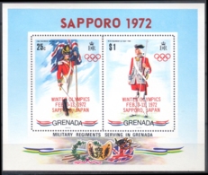 Grenada 1972 Olympic Winter Games Saporro Overprinted Block Issue Military Uniforms - Winter 1972: Sapporo