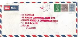 Great Britain 1981 Queen Elizabeth II 20p, 14p Grey-blue Machine Stamp Airmail Cover To Pakistan. - Brieven En Documenten