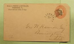 UNITED STATES 1889 WOODSTOCK  CIRCULATED 2 CENTS POSTAL STATIONERY FANCY French & Southgate Envelopp - ...-1900