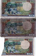 Lot De 3 Billets De Madagascar 100 Francs = 20 Ariary N D ( 1964 ) - Madagaskar