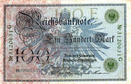 BILLET ALLEMAND DE 100 MARK TYPE 1908 LE 7 FÉVRIER 1908 CACHET VERT En T T B - 100 Mark