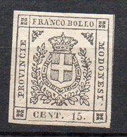 1859 Antichi Stati Modena Governo Provvisorio N. 14  15 C Grigio Nuovo Con Gomma MH* - Modena