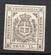 1859 Antichi Stati Modena Governo Provvisorio N. 14  15 C Grigio Nuovo Con Gomma MH* - Modène