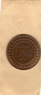 Pièce De La Tunisie De 10 Centimes 1892  - 1309  Lettre A - Ali III Protectorat Françaisen En Cuivre - T T B - - Tunisia