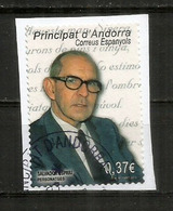 Spanish Poet Salvador Espriu, Timbre Oblitéré Sur Fragment Lettre, 1 ère Qualité. AND.ESP - Used Stamps