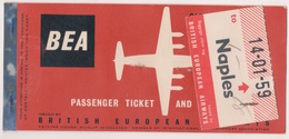 BEA BRITISH EUROPEAN  AIRLINES PASSENGER TICKET - Europe