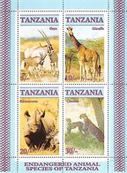 TANZANIE Animaux, Animals, Rhinoceros, Girafe, Oryx, Panthere, Yvert BF 58 ** MNH. - Sonstige & Ohne Zuordnung