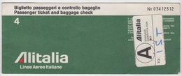 ALITALIA AIRLINES PASSENGER TICKET - Europe