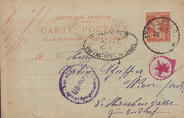 France WWI Postal Stationery Ganzsache Entier Semeuse STRASBOURG To WIEN French & Austrian Censor Censure (2 Scans) - Standard Covers & Stamped On Demand (before 1995)