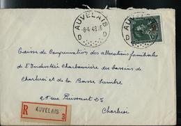 Lettre De AUVELAIS D D   Du 08/04/48  En Recommandé De Auvelais 3 - 1946 -10 %
