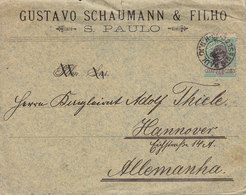 Brazil GUSTAVO SCHAUMANN & FILHO, S. PAULO 19?? Cover Letra HANNOVER Germany 500 Reis Stamp - Lettres & Documents