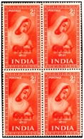 INDIAN SAINTS & POETS-PRE DECIMAL- BLOCKS OF 4-MEERA-TULASI DAS- GHALIB-WHITE GUM-INDIA-1952-MNH-H-594 - Ungebraucht