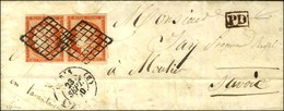Grille / N° 5 Paire (1 Ex Leg Def)  Càd (B) PARIS (B) Sur Lettre Pour La Savoie. 1850. - TB. - R. - 1849-1850 Cérès