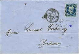 Losange D / N° 14 Type II Bleu Sur Vert Percé En Ligne Càd D PARIS D. 1861. - TB / SUP. - R. - 1853-1860 Napoleone III