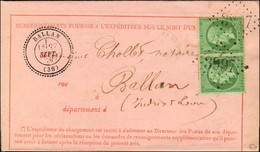 GC 3997 / N° 20 Paire Càd T 24 BALLAN (36) Sur Avis De Réception. 1870. - SUP. - 1862 Napoleon III
