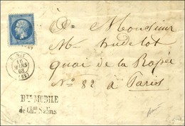 GC 2598 / N° 22 Càd T 15 NANCY (52) Griffe Linéaire Bte MOBILE / DE CHau SALINS Sur Devant De Lettre Pour Paris. 1863. - - 1862 Napoleone III