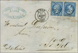 GC 2046 / N° 22 Paire Tête Bêche Càd T 15 LILLE (57) Sur Devant De Lettre. 1865. - TB. - R. - 1862 Napoleon III