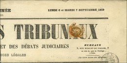 Cachet Rouge Des Imprimés PARIS PP / N° 27 Sur Journal Entier GAZETTE DES TRIBUNAUX Daté 6 Et 7 Septembre 1869. - TB / S - 1863-1870 Napoleon III Gelauwerd