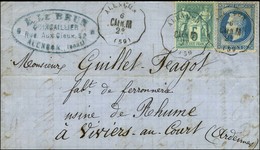 Conv. Stat. ALENÇON / CAEN.M (59) / N° 29 + 64 Sur Lettre Pour Viviers-au-Court (Ardennes). 1876. - TB / SUP. - R. - 1863-1870 Napoleone III Con Gli Allori