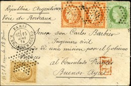 Etoile 35 / N° 38 Paire + 53 + 59 Càd PARIS / R. DE LUXEMBOURG Sur Lettre Pour Le Consulat De France à Buenos Ayres. 187 - 1870 Siege Of Paris