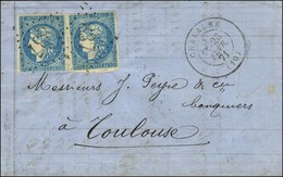 GC 837 / N° 44 (2) (1 Ex Leg Def) Càd T 17 CHALABRE (10) Sur Lettre 2 Ports Pour Toulouse. 1871. - TB. - R. - 1870 Emission De Bordeaux