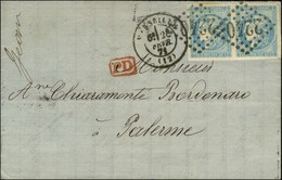 GC 2240 / N° 46 Bleu Clair Paire Càd T 17 MARSEILLE (12) Sur Lettre Pour Palerme. 1871. - TB / SUP. - 1870 Uitgave Van Bordeaux