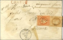 GC 2750 / N° 28 + 48 Càd T 15 OSSUN (63) Sur Lettre Chargée Pour Bordeaux. 1870. - TB. - R. - 1870 Ausgabe Bordeaux